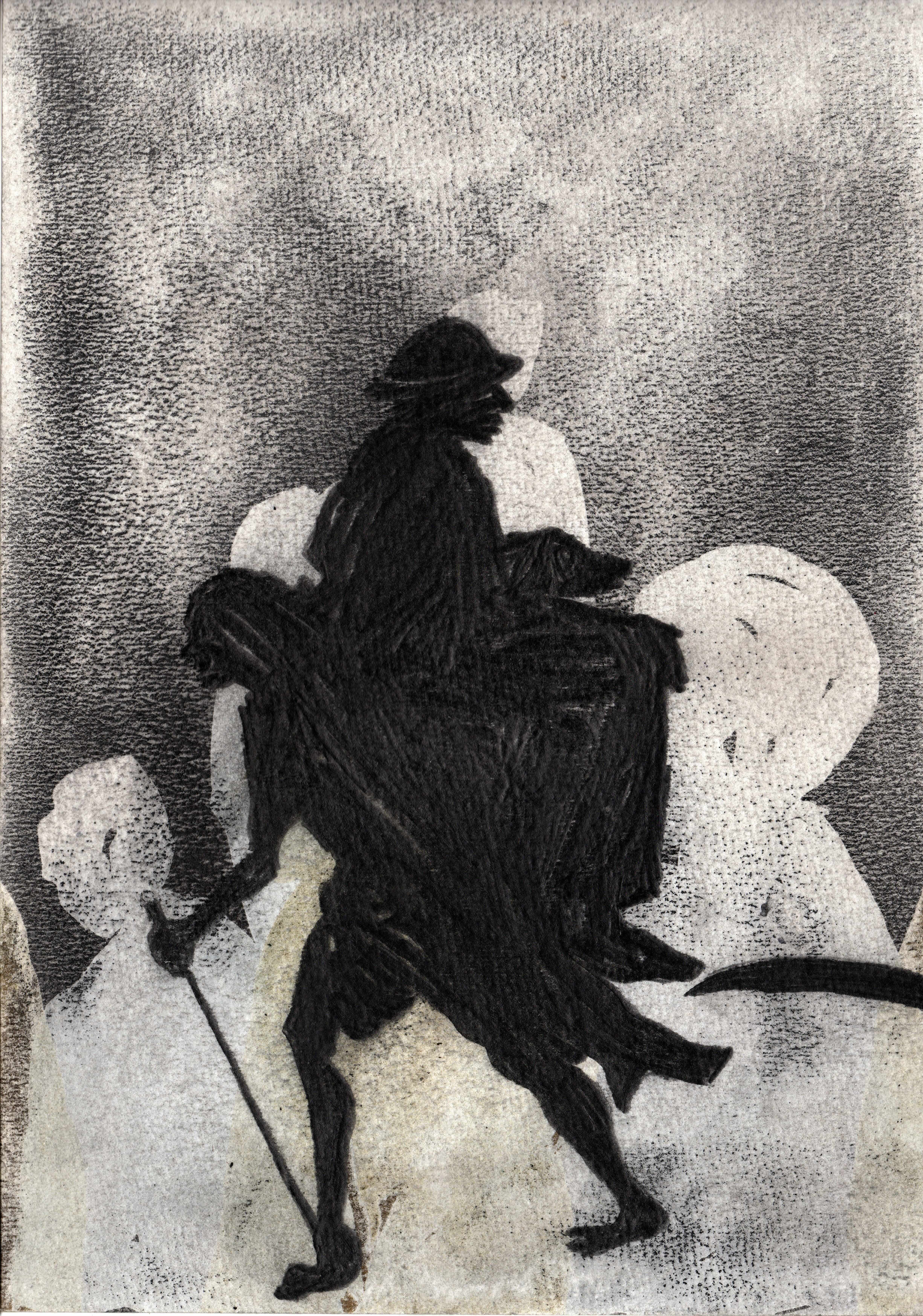 herd of sheep on road painting