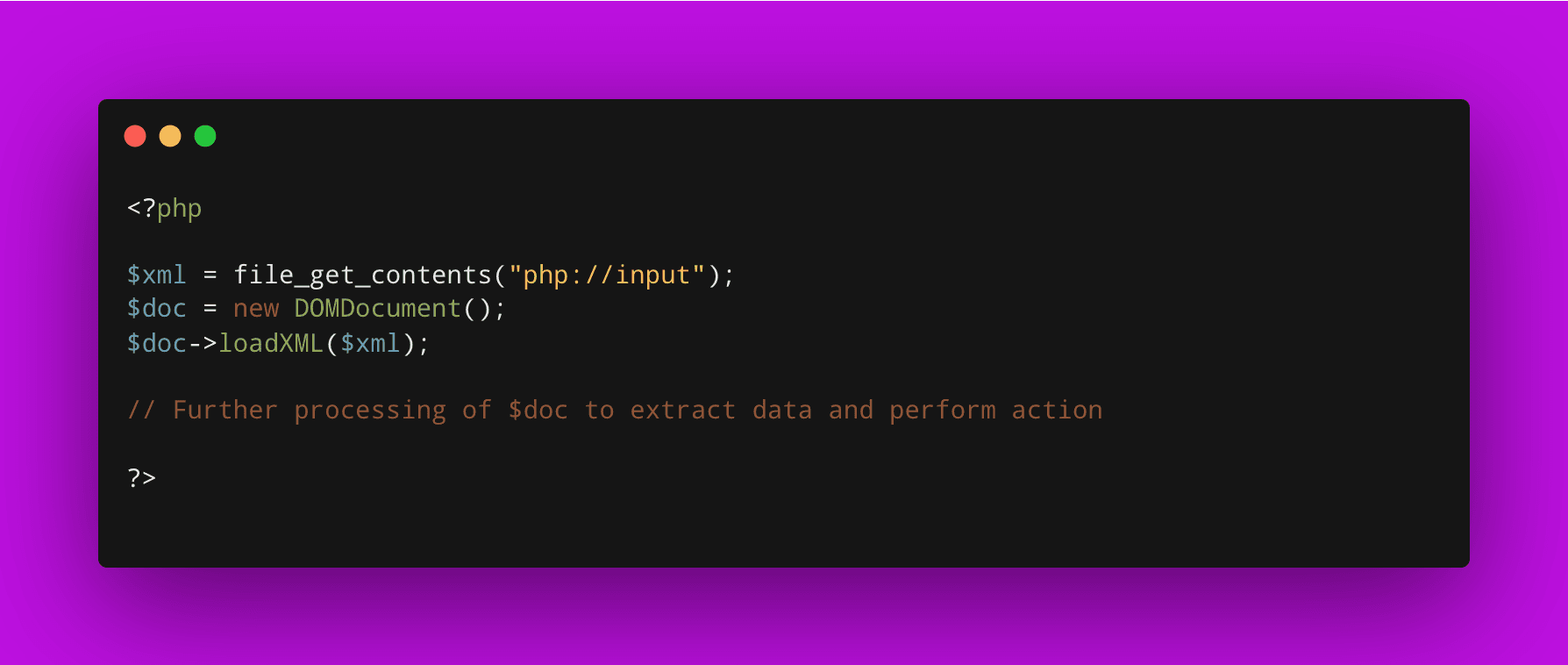  Example of XXE attack in PHP