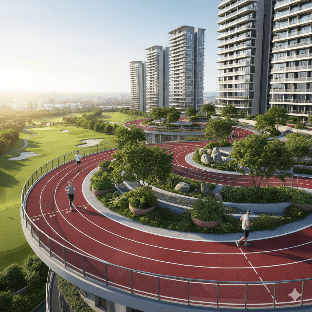 rooftop jogging track high-rise residential complex Noida