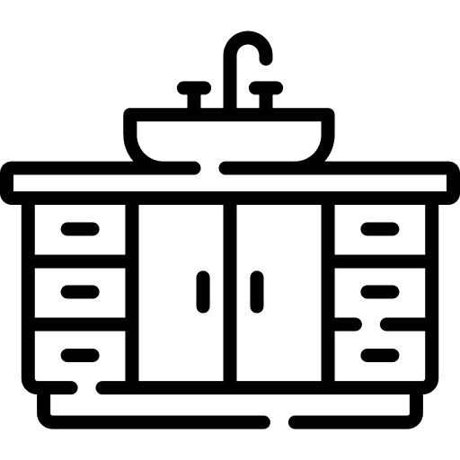 Illustration of a bathroom with dark line