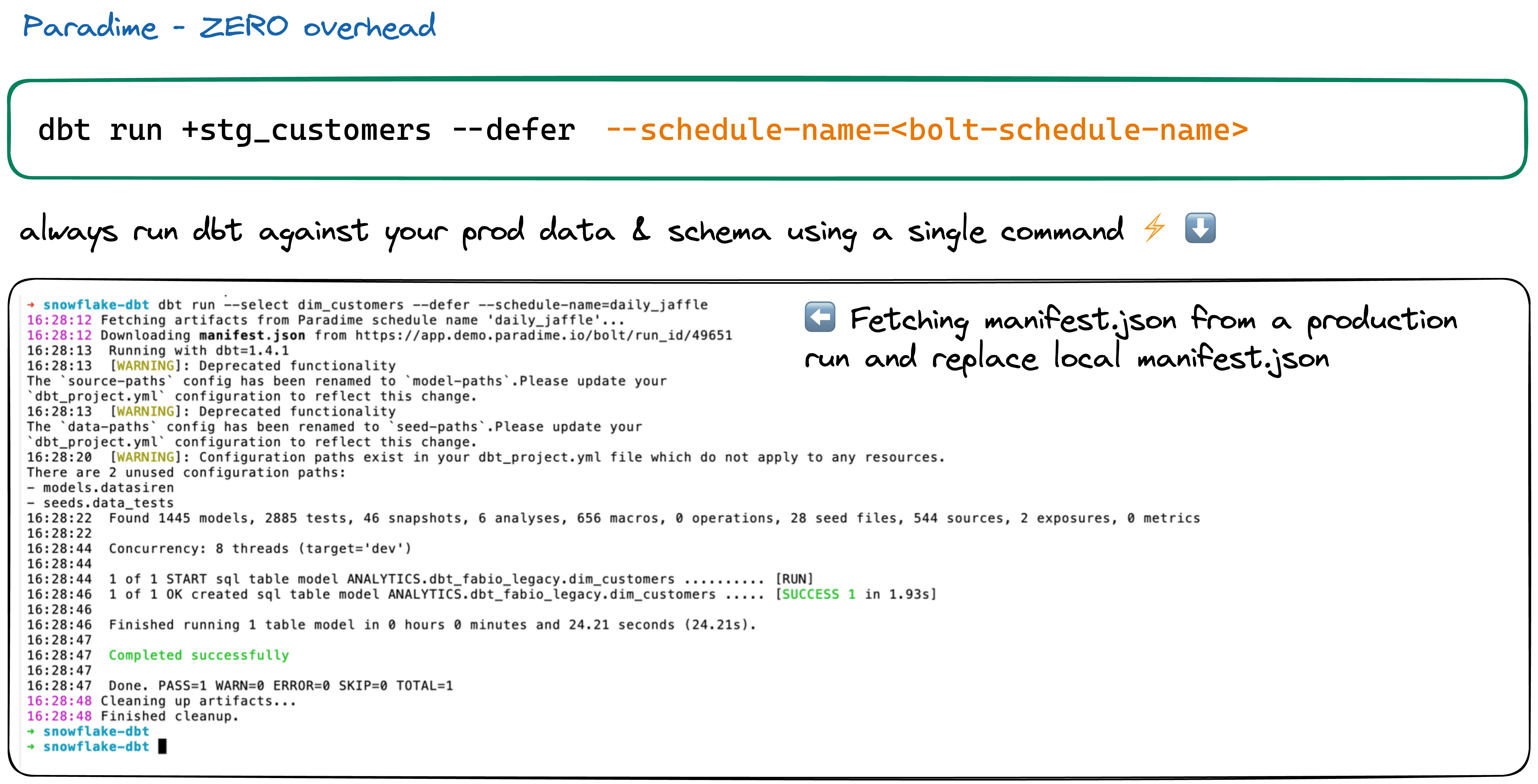 Code IDE Defer to Prod | Paradime | Analytics Engineering using dbt™