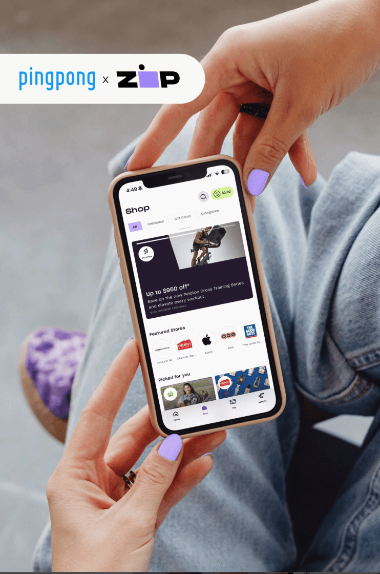An iPhone showcasing ZipCo, the Australian alternative payment method now directly integrated with PingPong Payments.