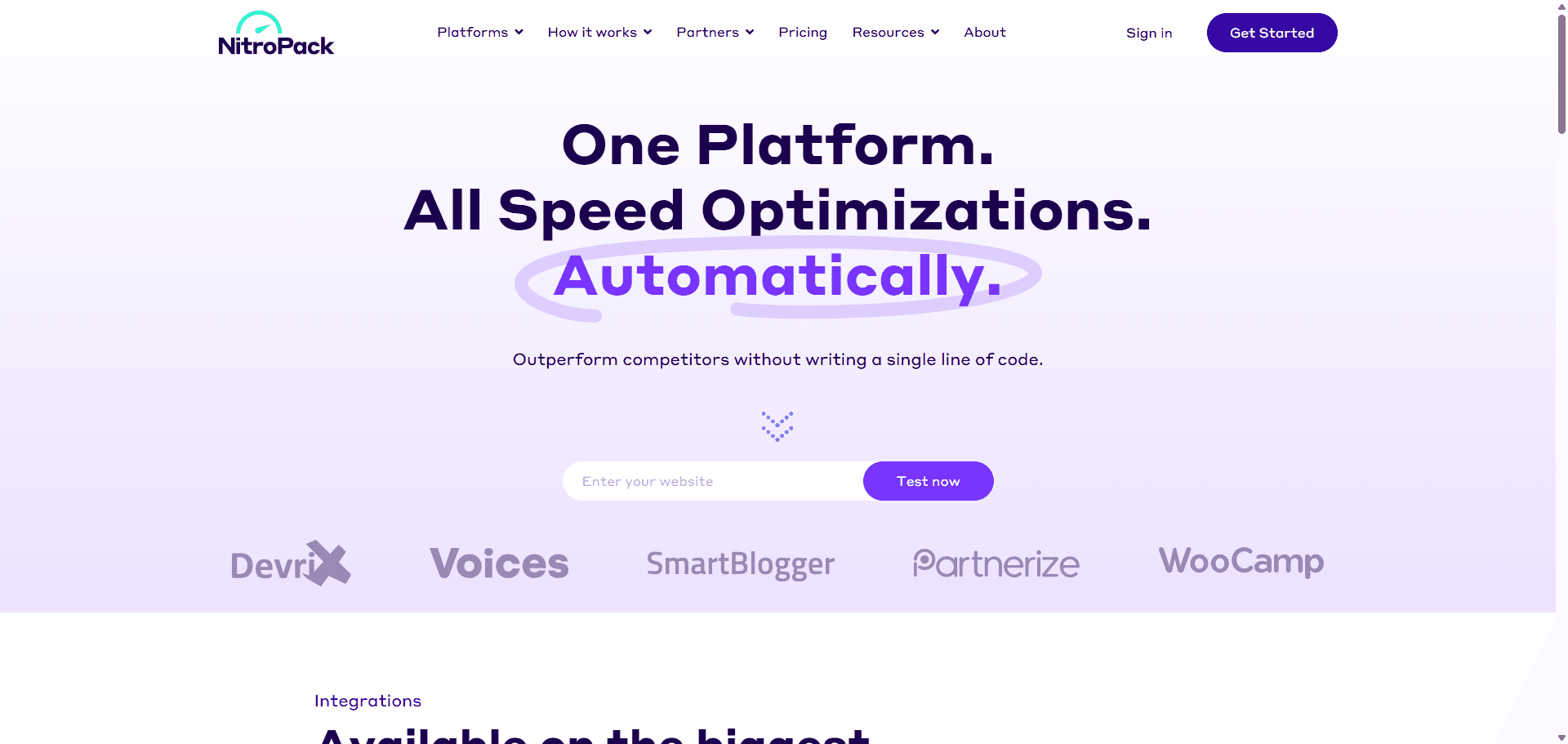 NitroPack home page