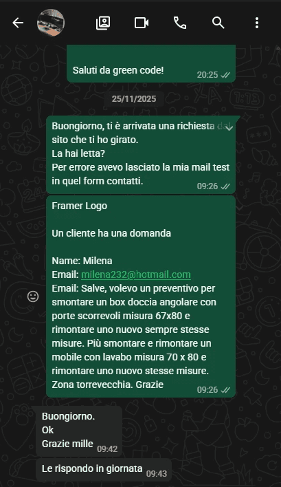 screen conversazione gabiriel e carlo sul primo contatto
