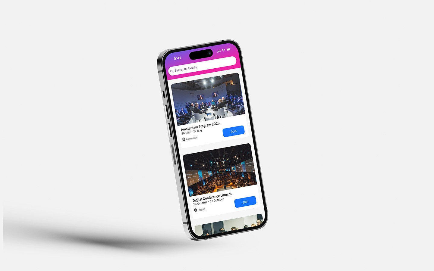Mobile phone with app open on screen.