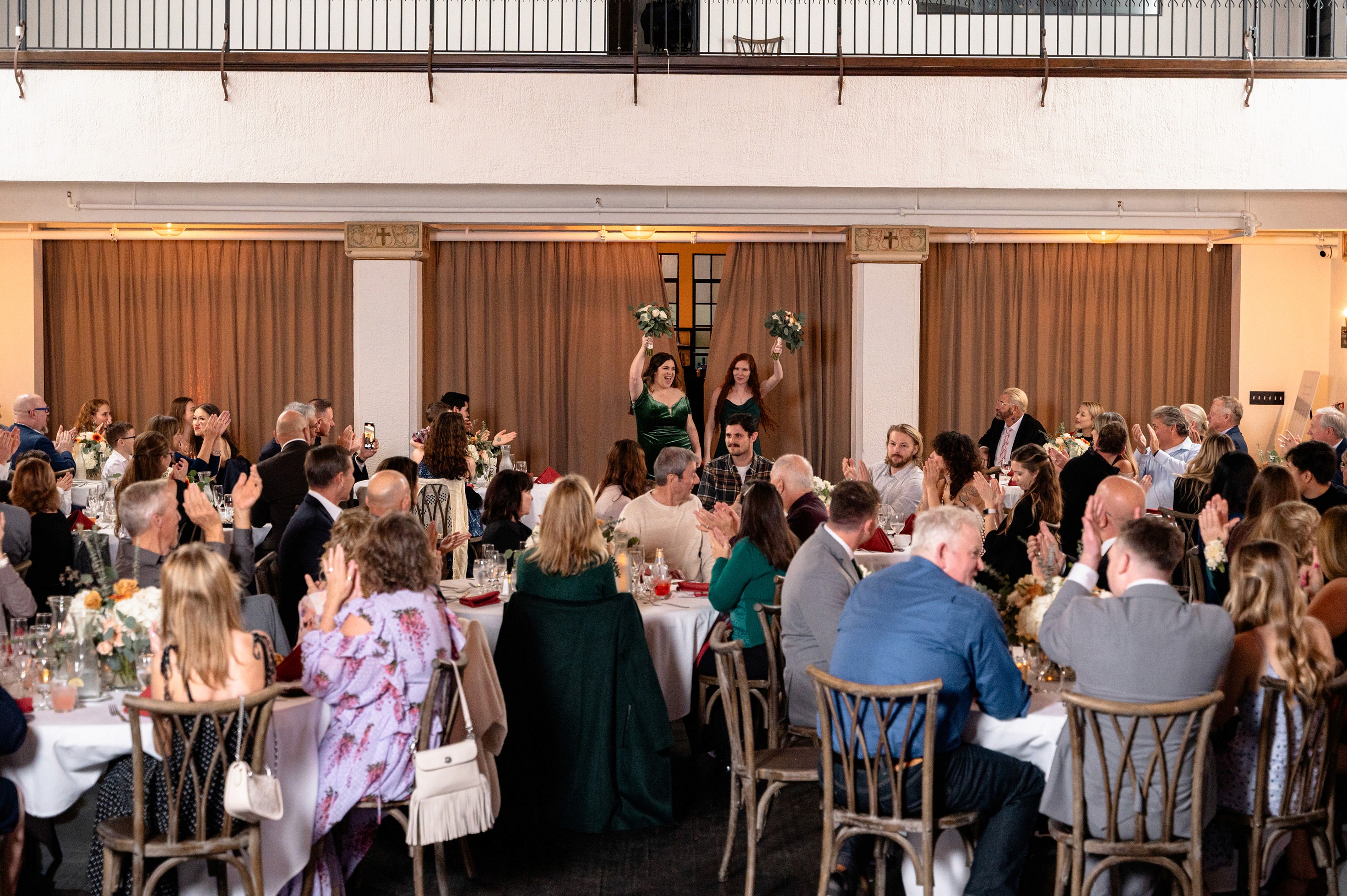Flat lay wedding details with bouquet, rings, and sparkling bridal heels