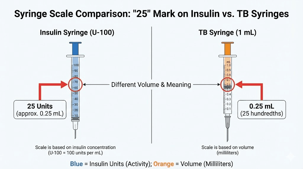 Insulin syringe versus TB syringe measurement comparison for tirzepatide dosing