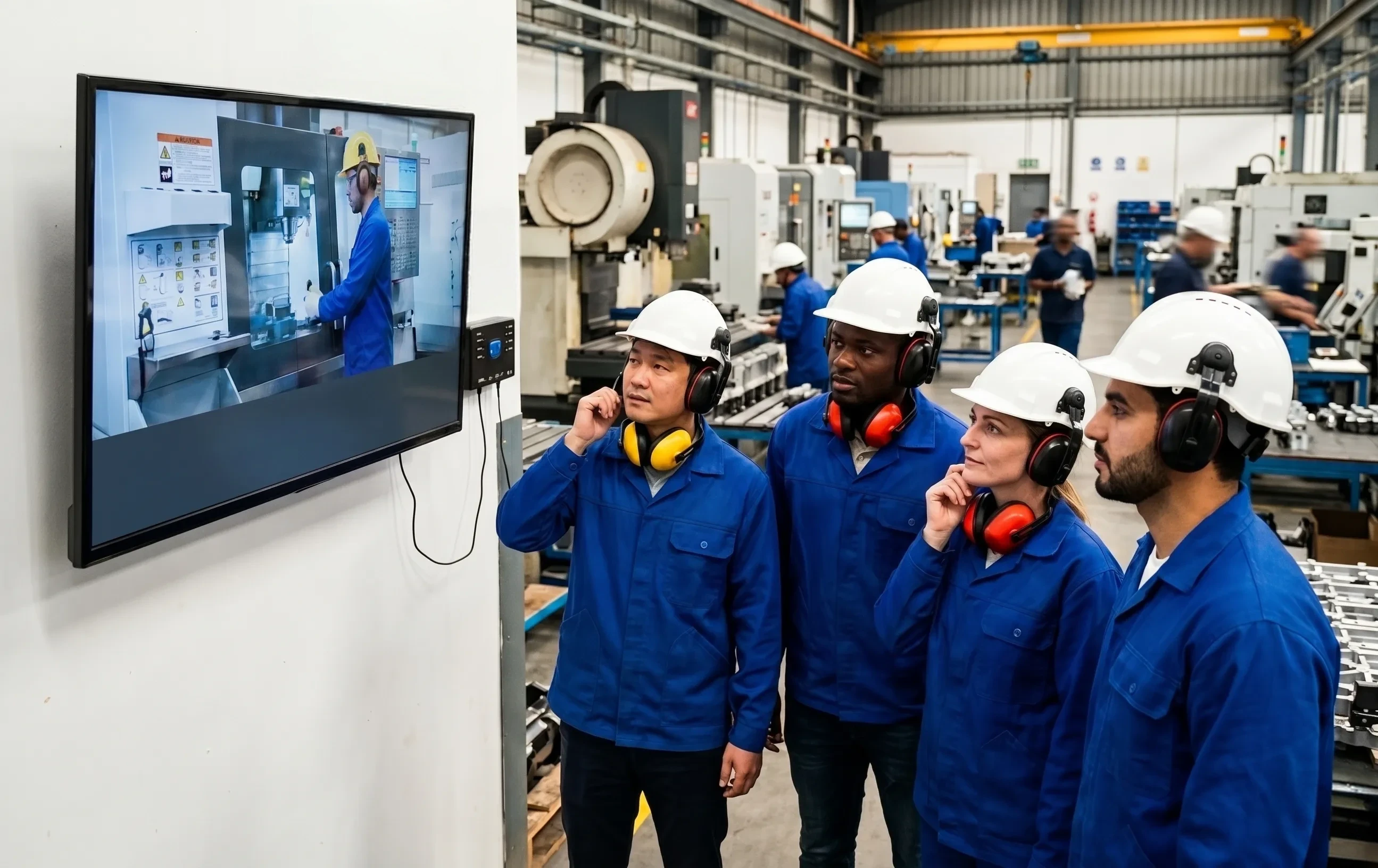 Multilingual factory process and safety training with AI dubbing and translated subtitles for a global manufacturer
