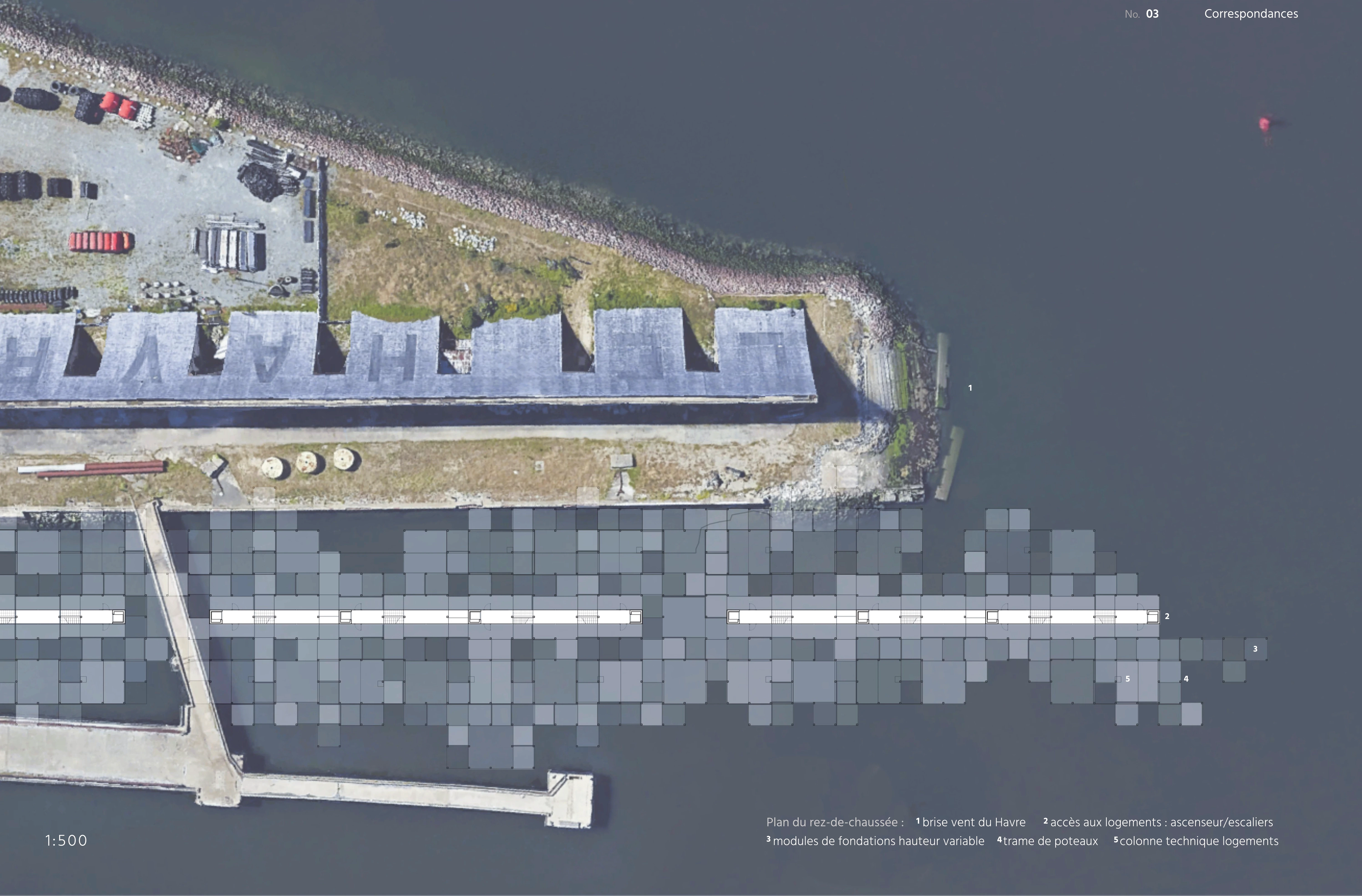 Logement collectif Le Havre brise vent plan