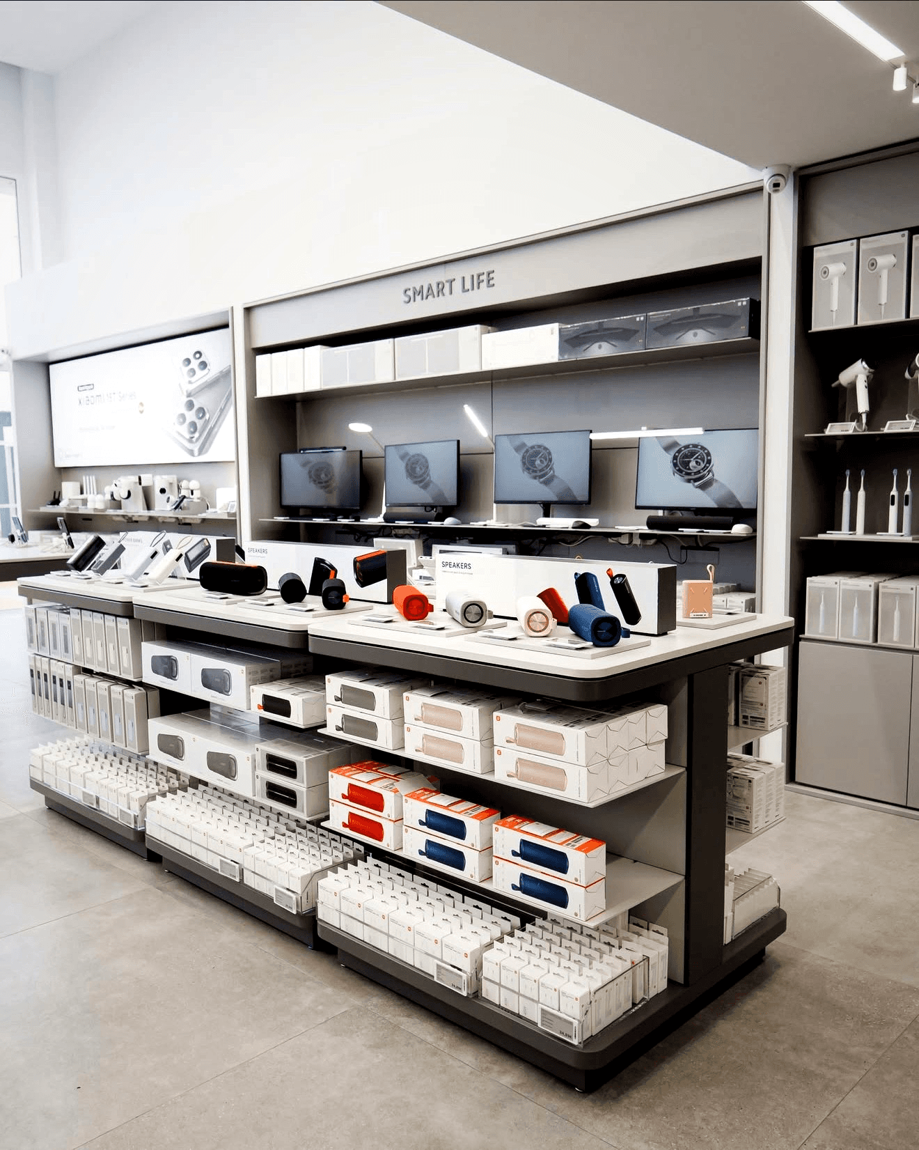 Global retail flagship interior designed to meet strict brand standards and local Cyprus regulations, Xiaomi Limassol by topos design studio