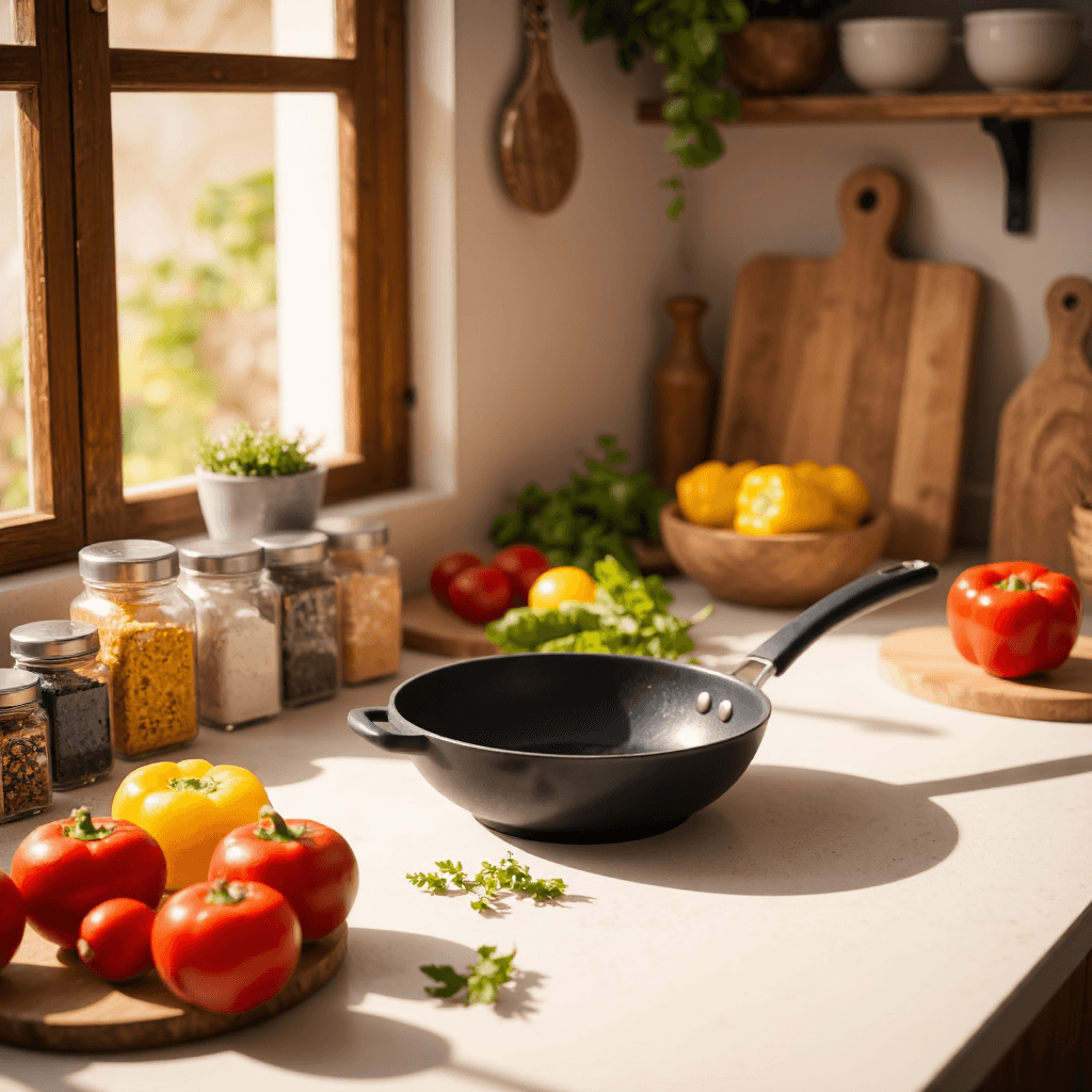 product photography of ceramic frying pan