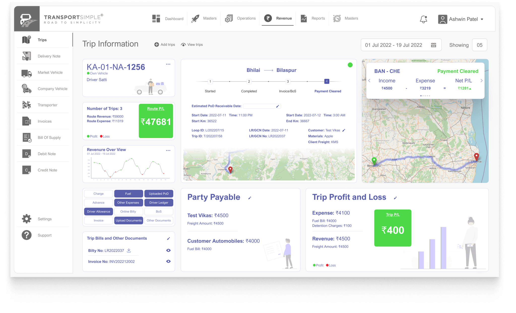 image of transportsimple redesign dashboard full view