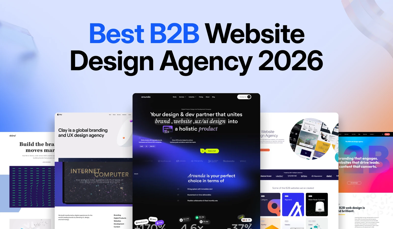 Best B2B website design agency WhiteFrame Creative, Arounda, Bop Design, Clay, Sköna, BlendB2B