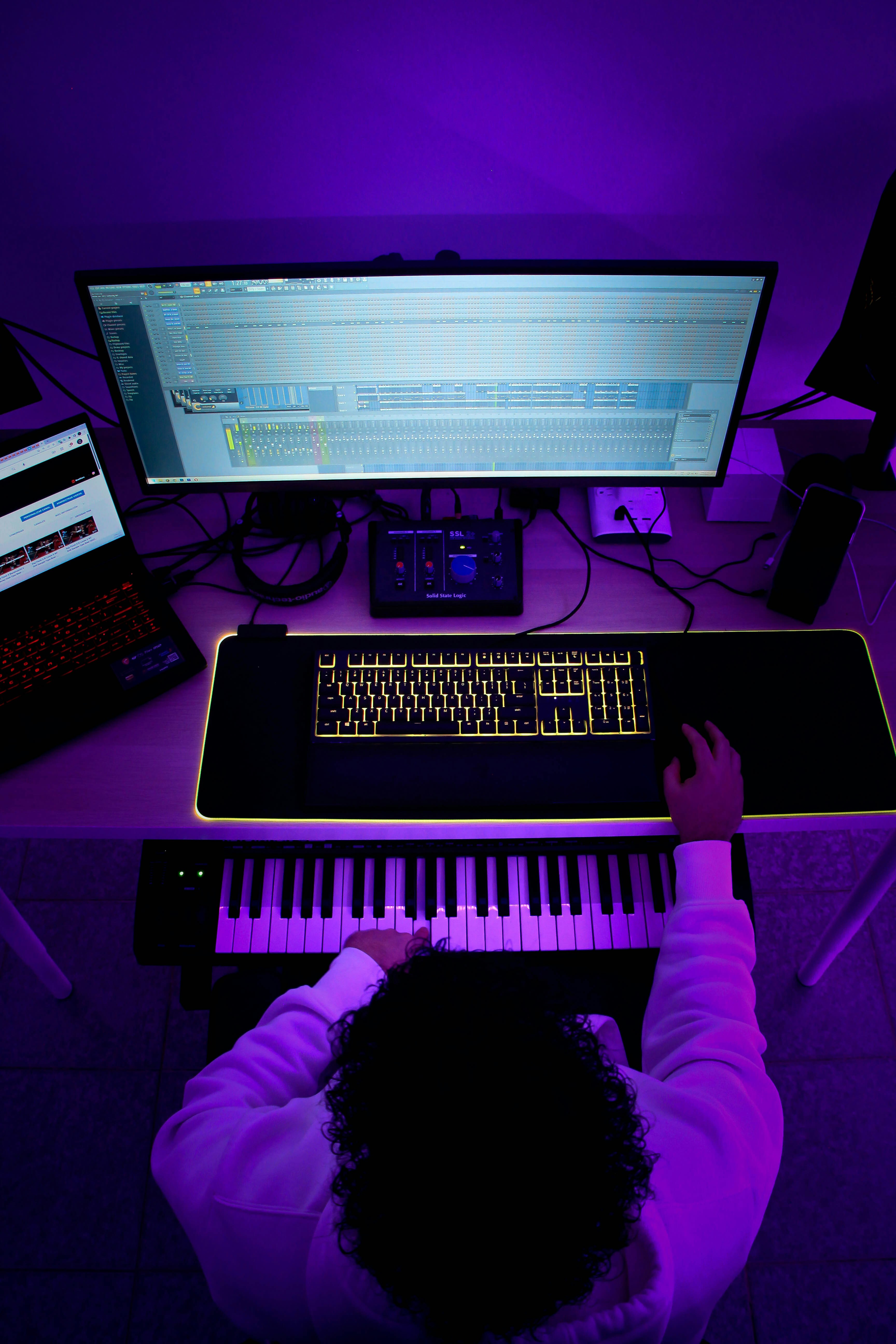 casio and computer desk for music production