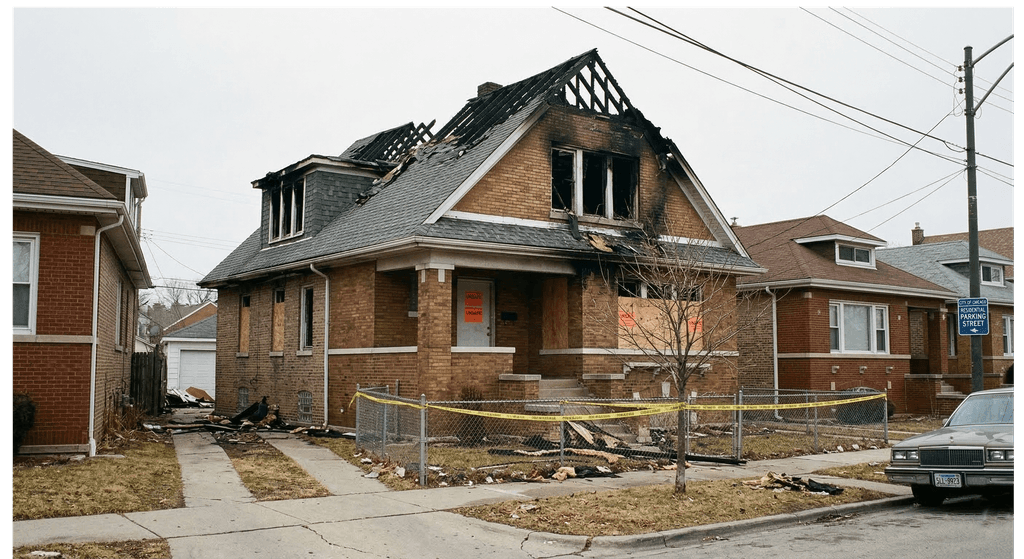 Home before fire and storm damage restoration by Magdan Construction Chicago