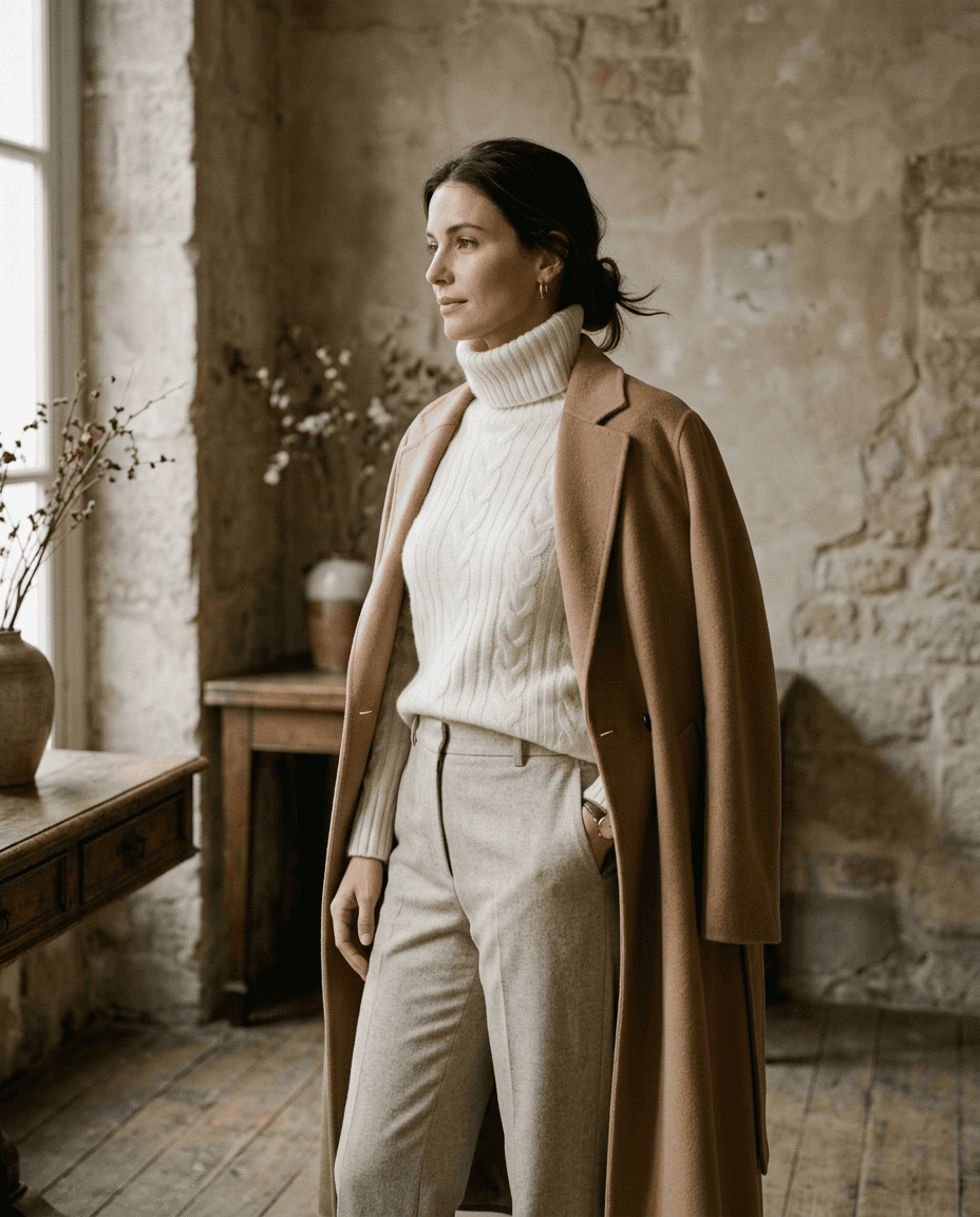 Ivory Cashmere Turtleneck — Ivory — styled