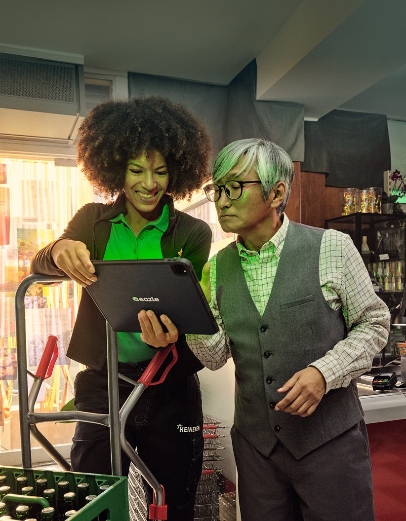 Shop owner with a delivery