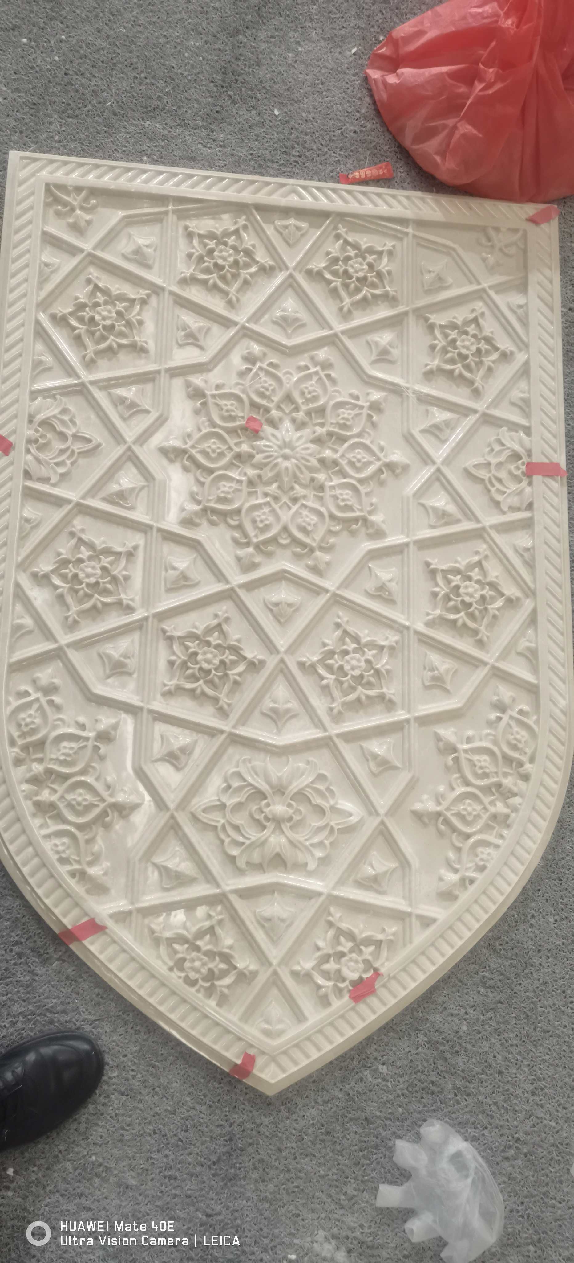 Precision-cut beige limestone molding profile and stone cornice details by NovaStone.