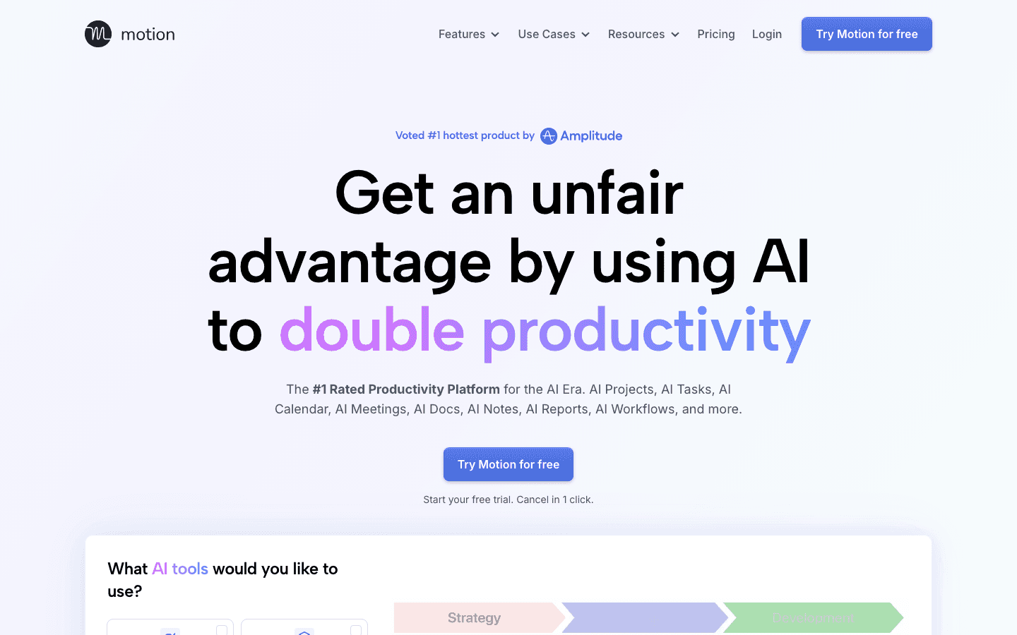 Motion calendar AI screenshot