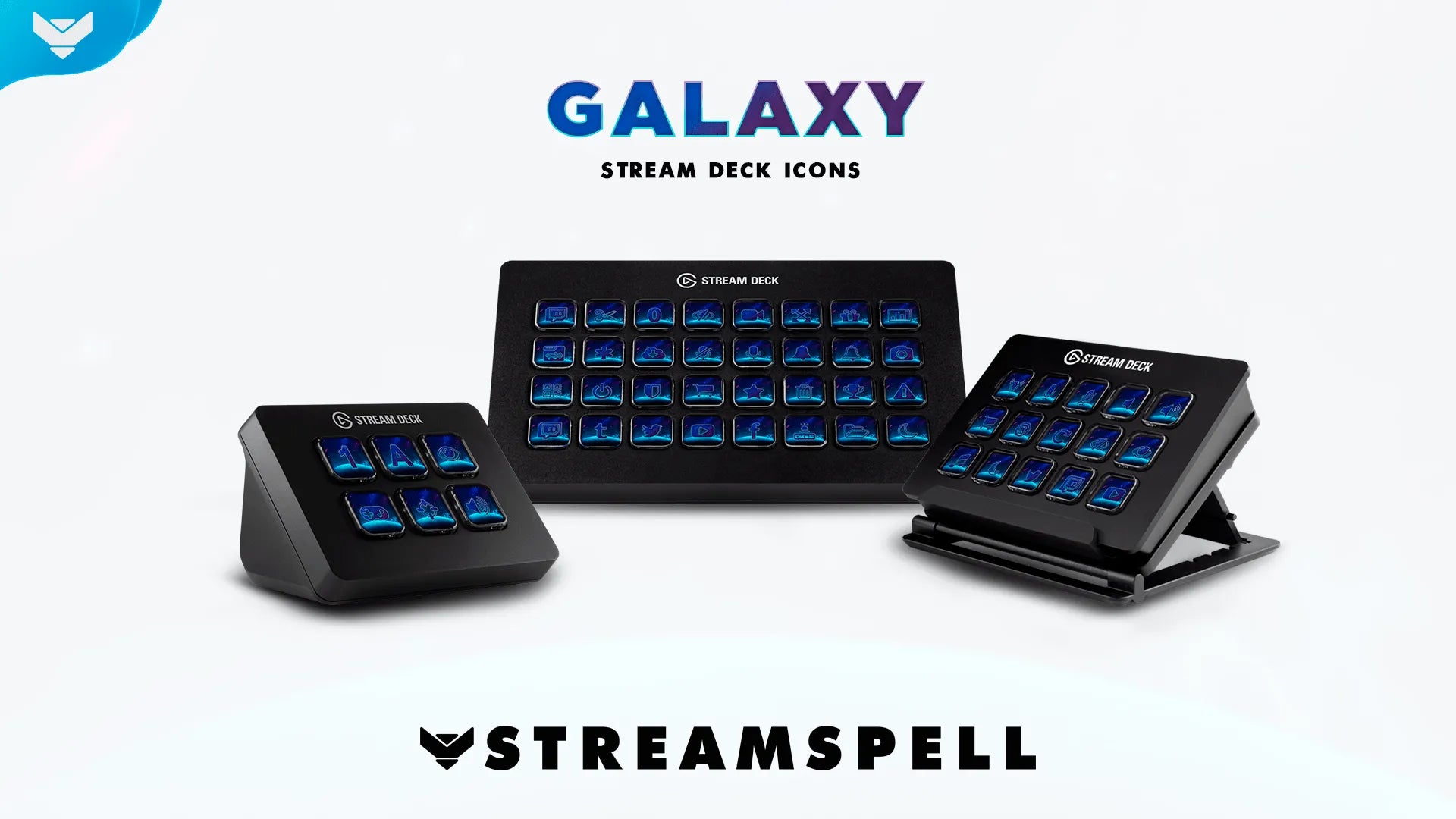 Galaxy Stream Deck Icons by StreamSpell with blue and purple intergalactic artwork for a Halo Campaign Evolved setup.