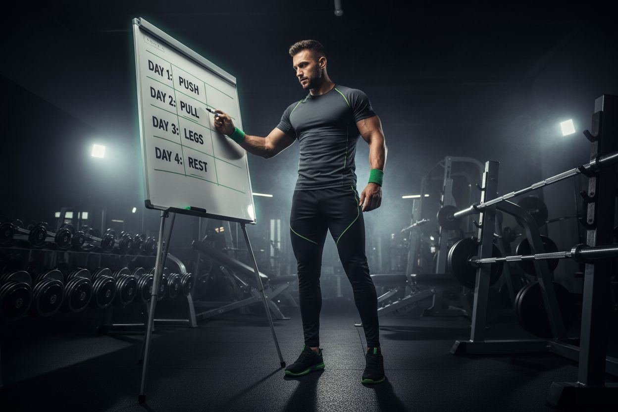 Gym trainer explaining split routine