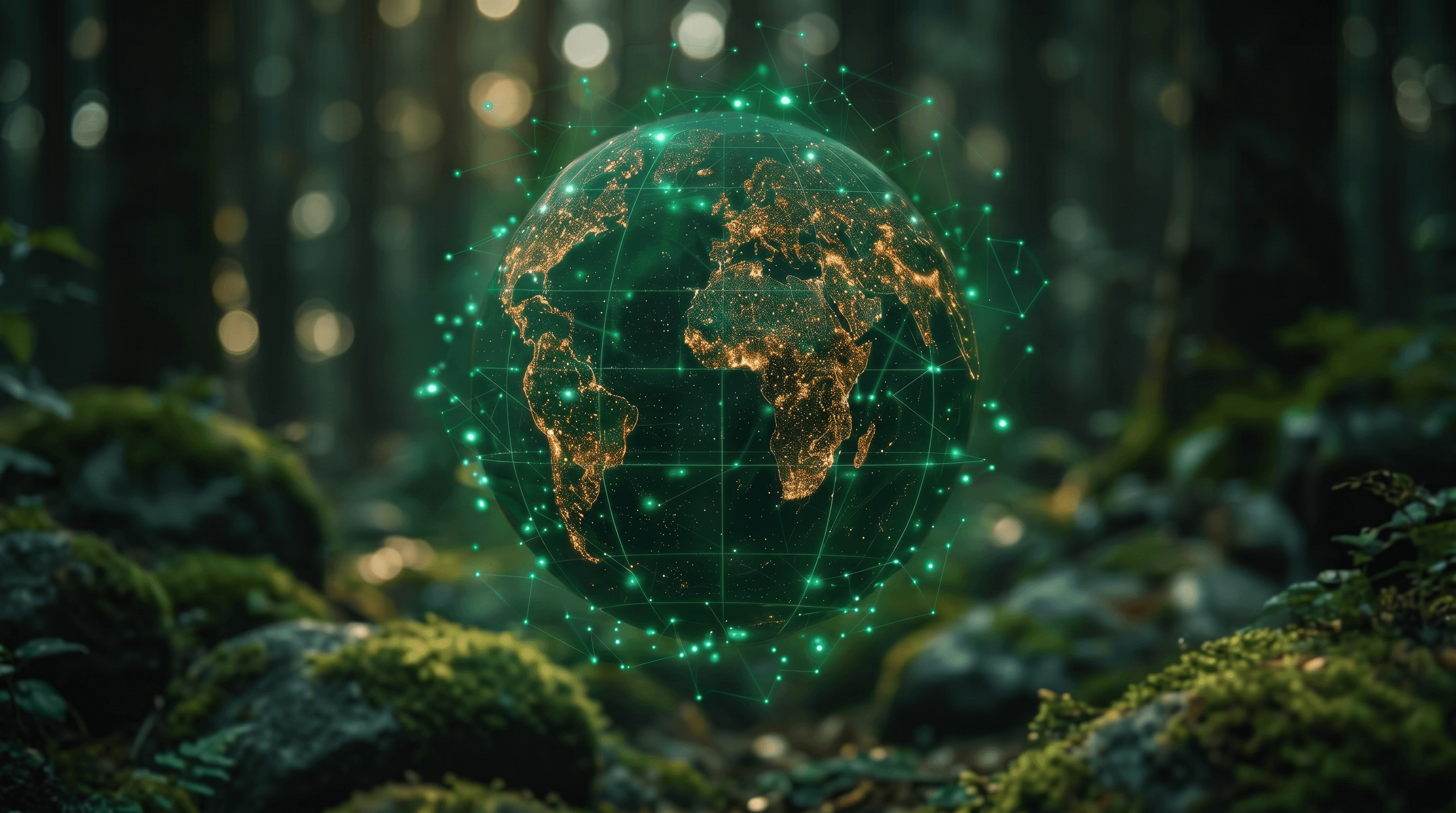 Digital globe visualisation representing international AI governance standards, operational oversight, and global enterprise compliance.