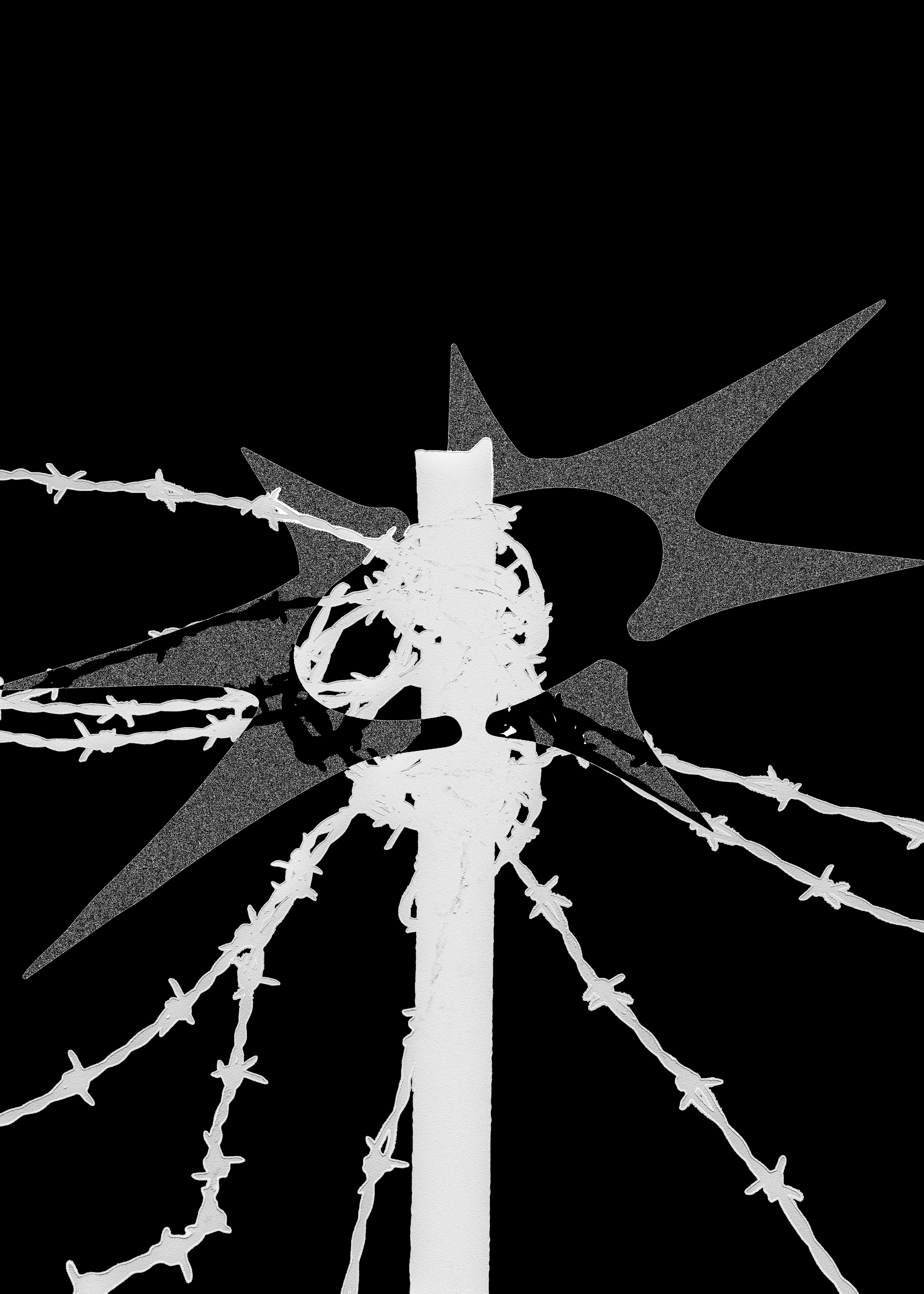 Modern living room with white sofa and large window.