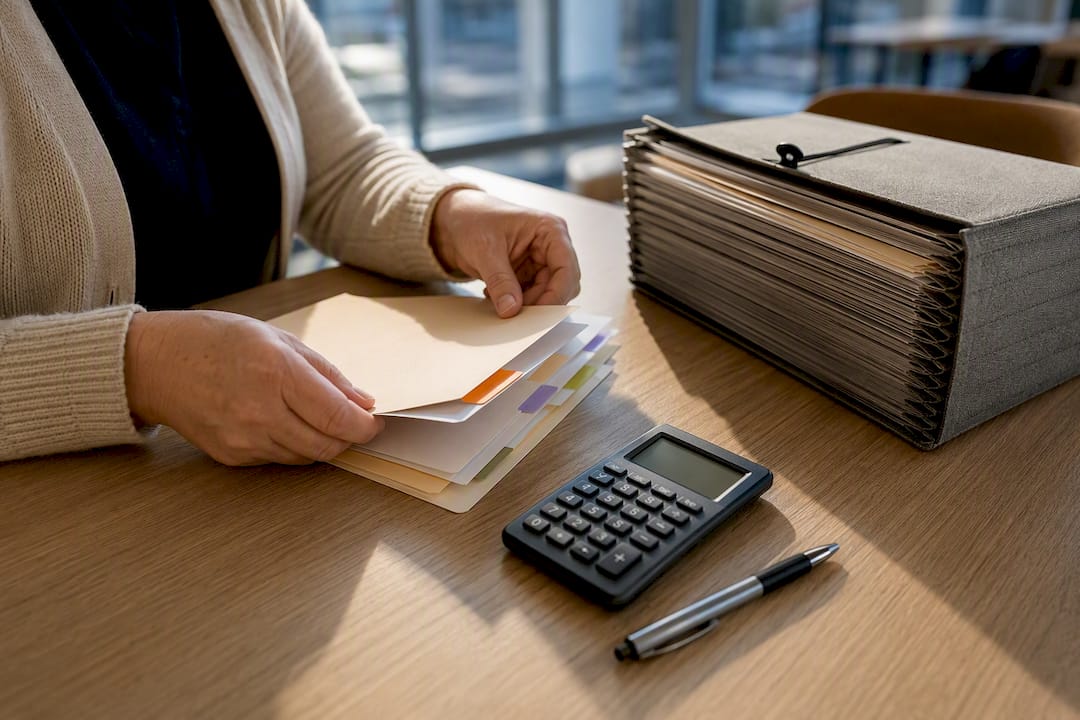 Caregiver organizing SSI eligibility records