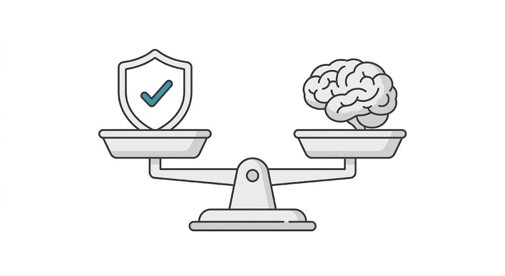 A balance scake with a risk on one side and mindset on the other