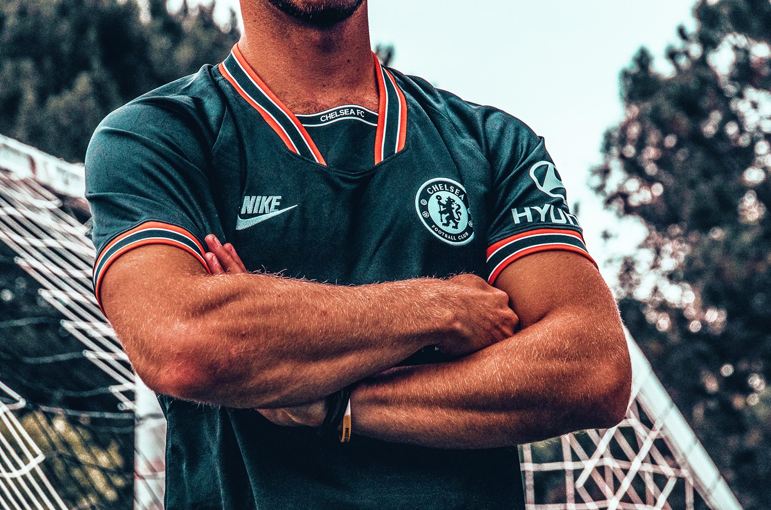 KitLegit expert authenticator wearing Chelsea FC 2020 third shirt