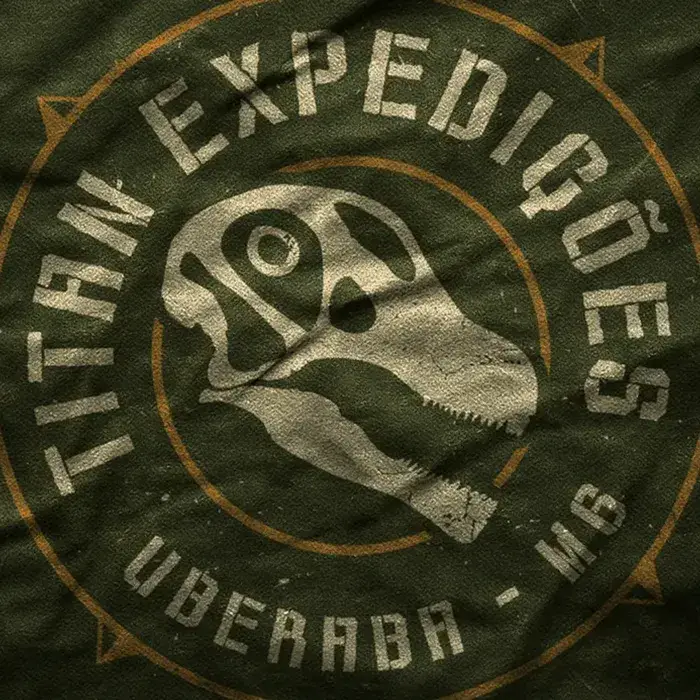 Aplicação em lona da marca que criei para o projeto da Titan Expedições