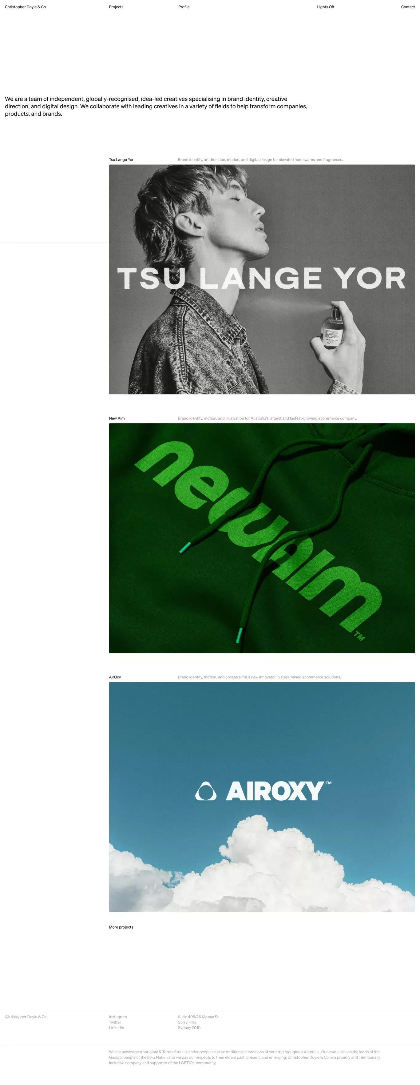Christopher Doyle & Co. portfolio page screenshot showcasing Advertising and Design design