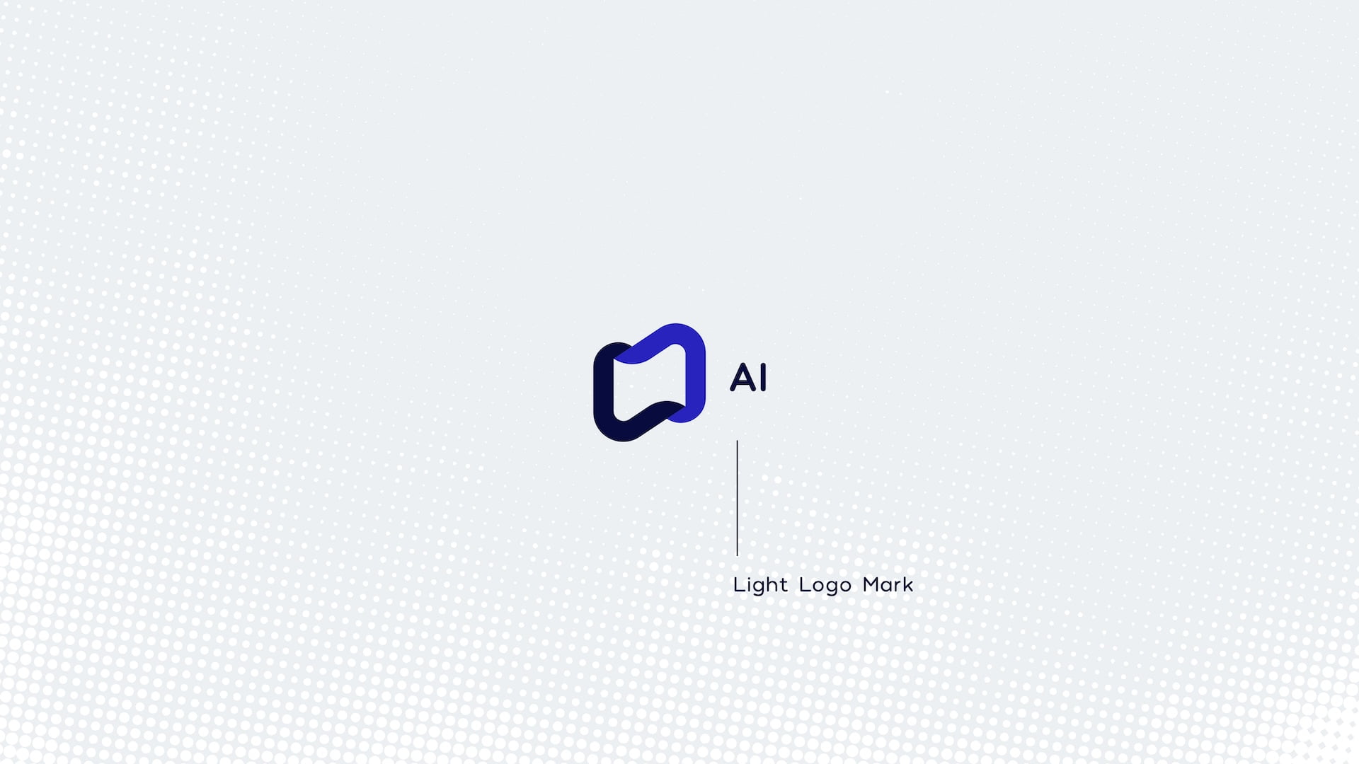 Neurolix AI light logo mark specifications showing navy blue gradient abstract brain icon with "AI" text on light gray background for single-color light mode applications.