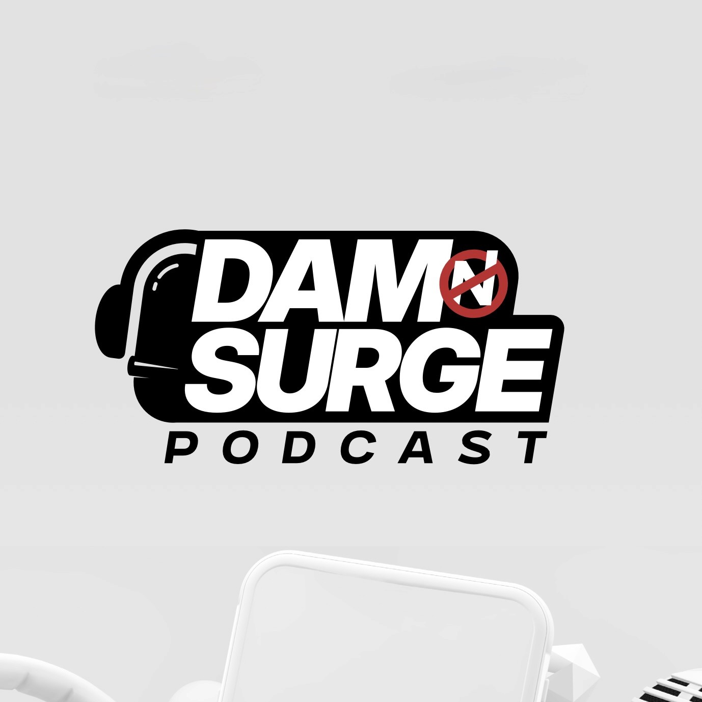 	•	Podcast microphone with a creative workspace in the background. 	•	A digital asset management dashboard displayed on a computer screen. 	•	Host Serge recording an episode of the DAM Surge Podcast.