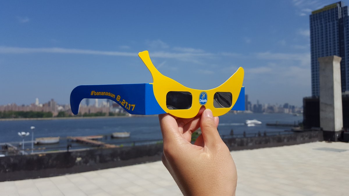 original banana-shaped eclipse viewing glasses