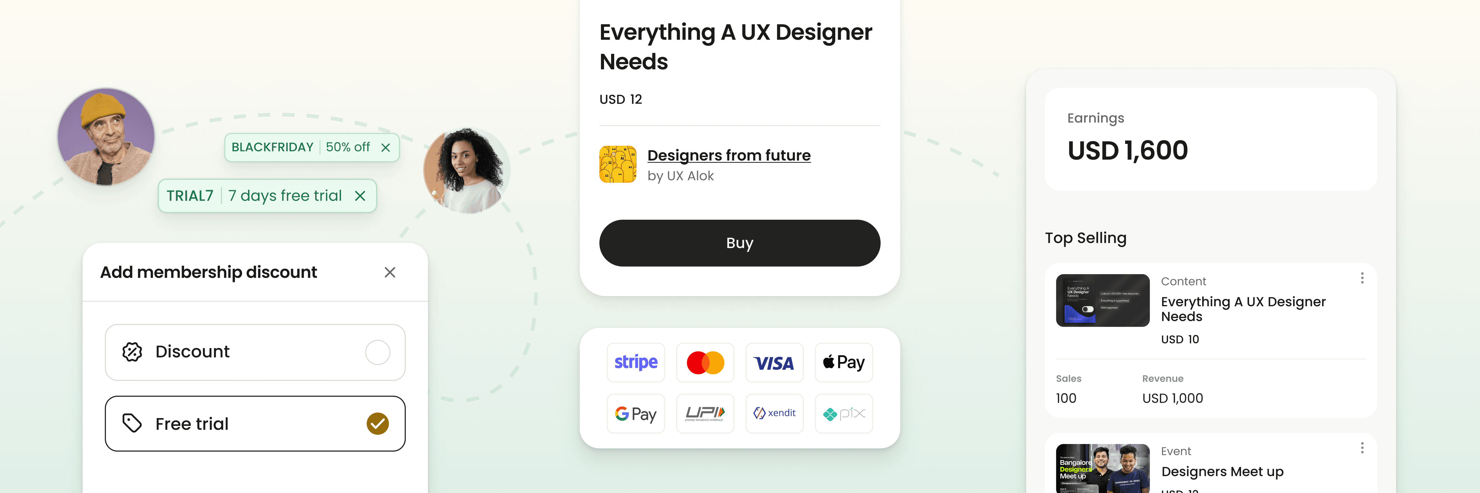 Screenshot of a messenger app with a notification for an upcoming workshop on designing with AI, organized by the Developer Club. The workshop is expecting 102 registered attendees.