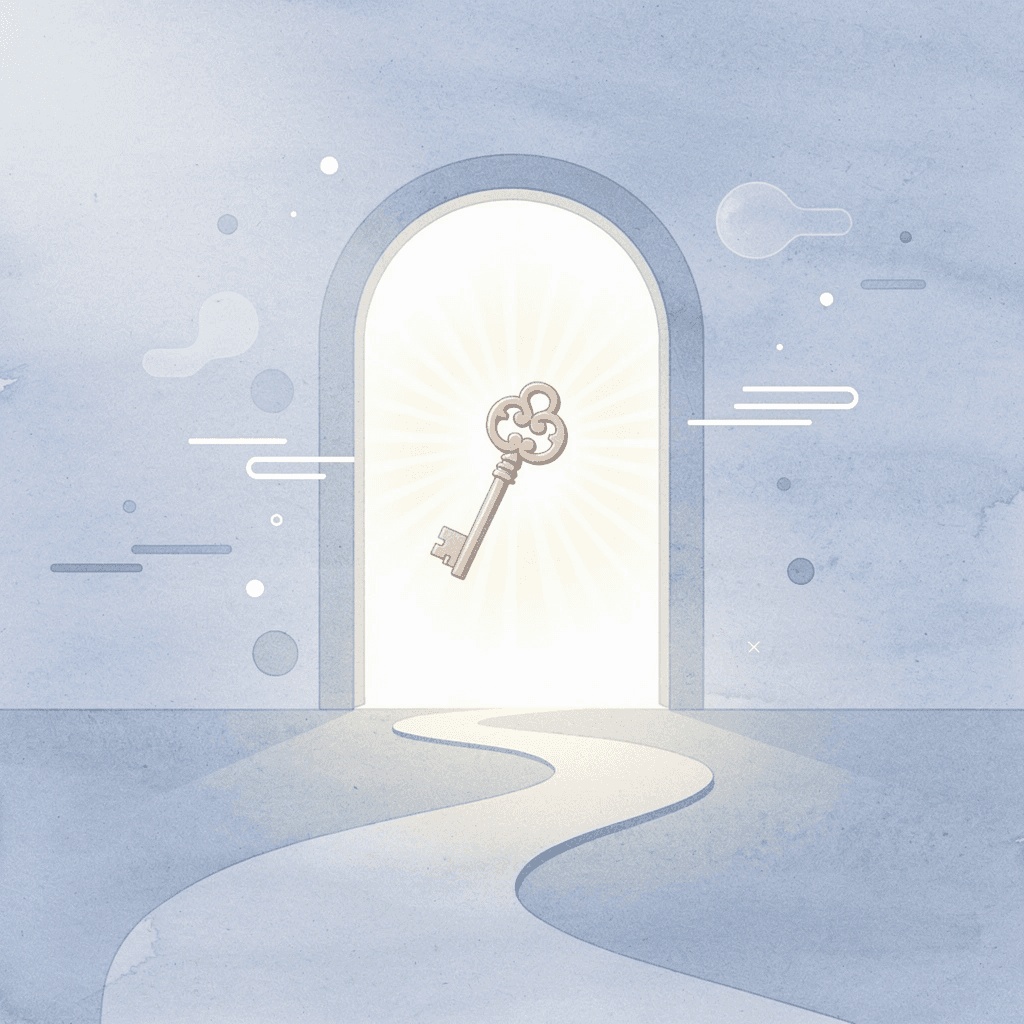 Gateway scene representing the threshold moment before starting a creative hobby