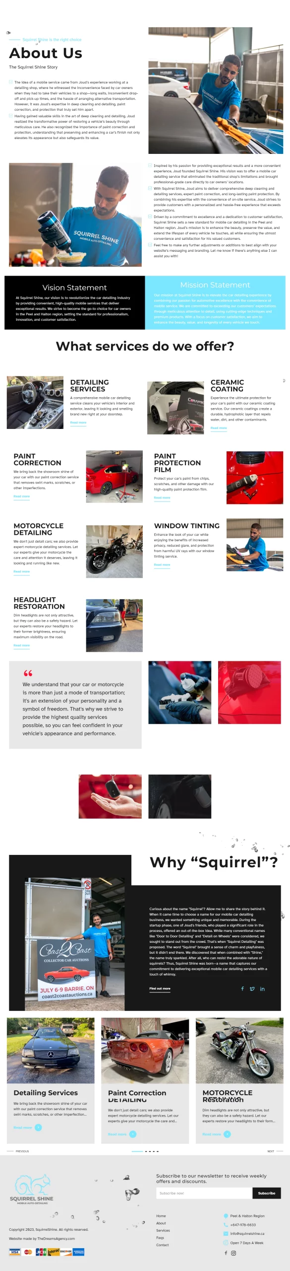 about us page for squirrelshine website developed & designed by Dreams Agency Mississauga, Ontario