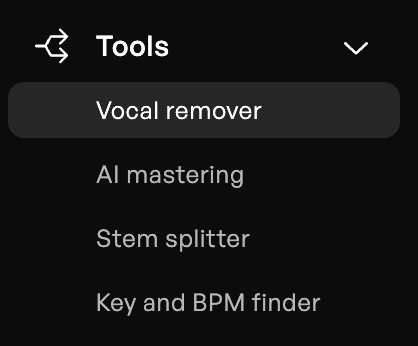 The vocal remover side navigation toggle