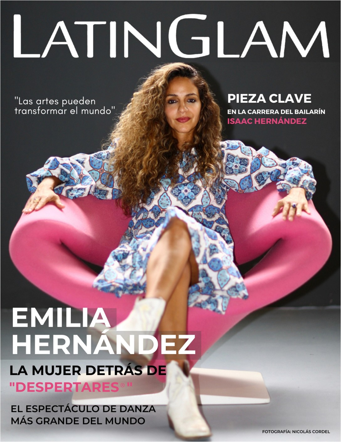 Photo of Emilia Hernandez on a magazine cover