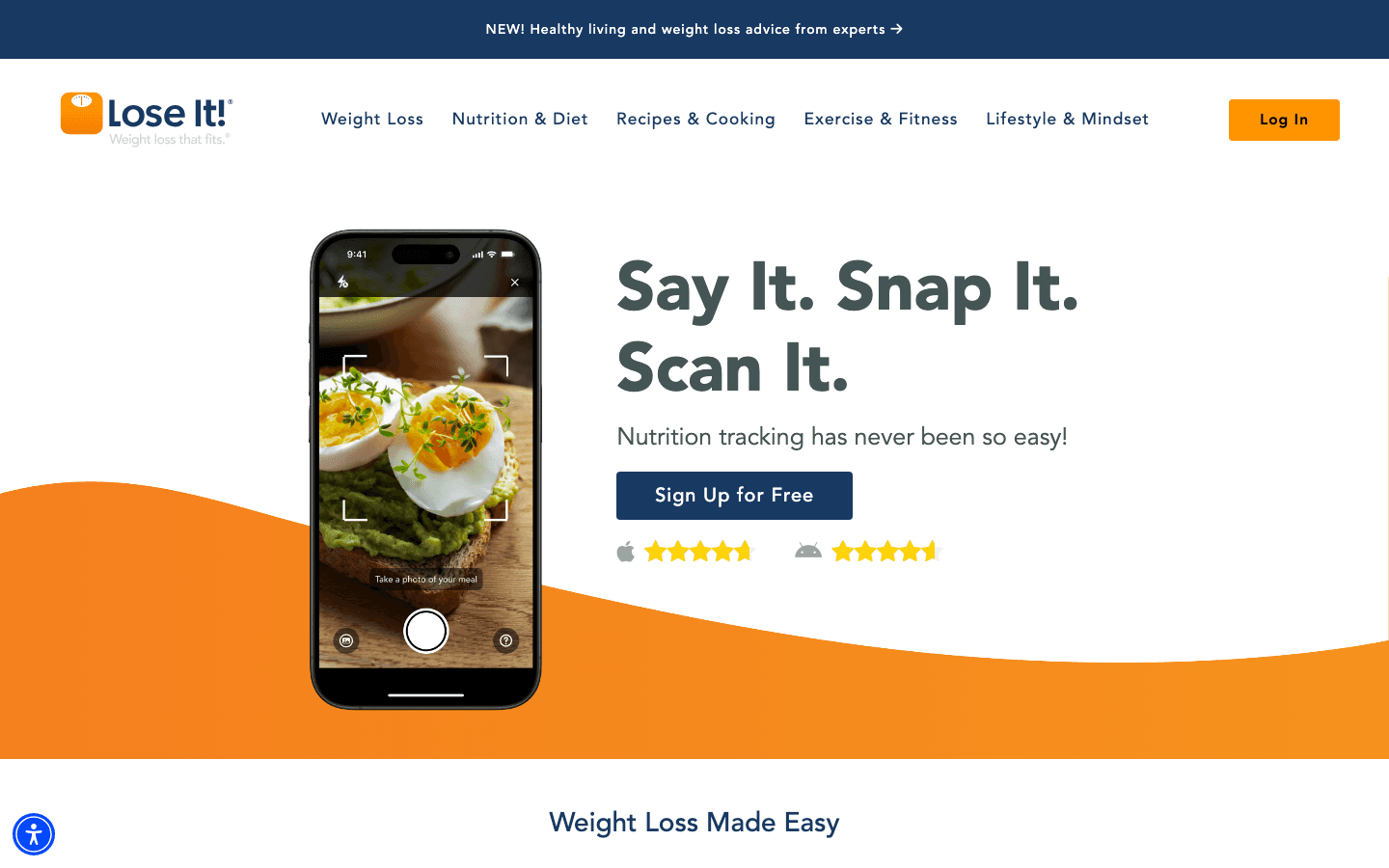 Lose It app website screenshot