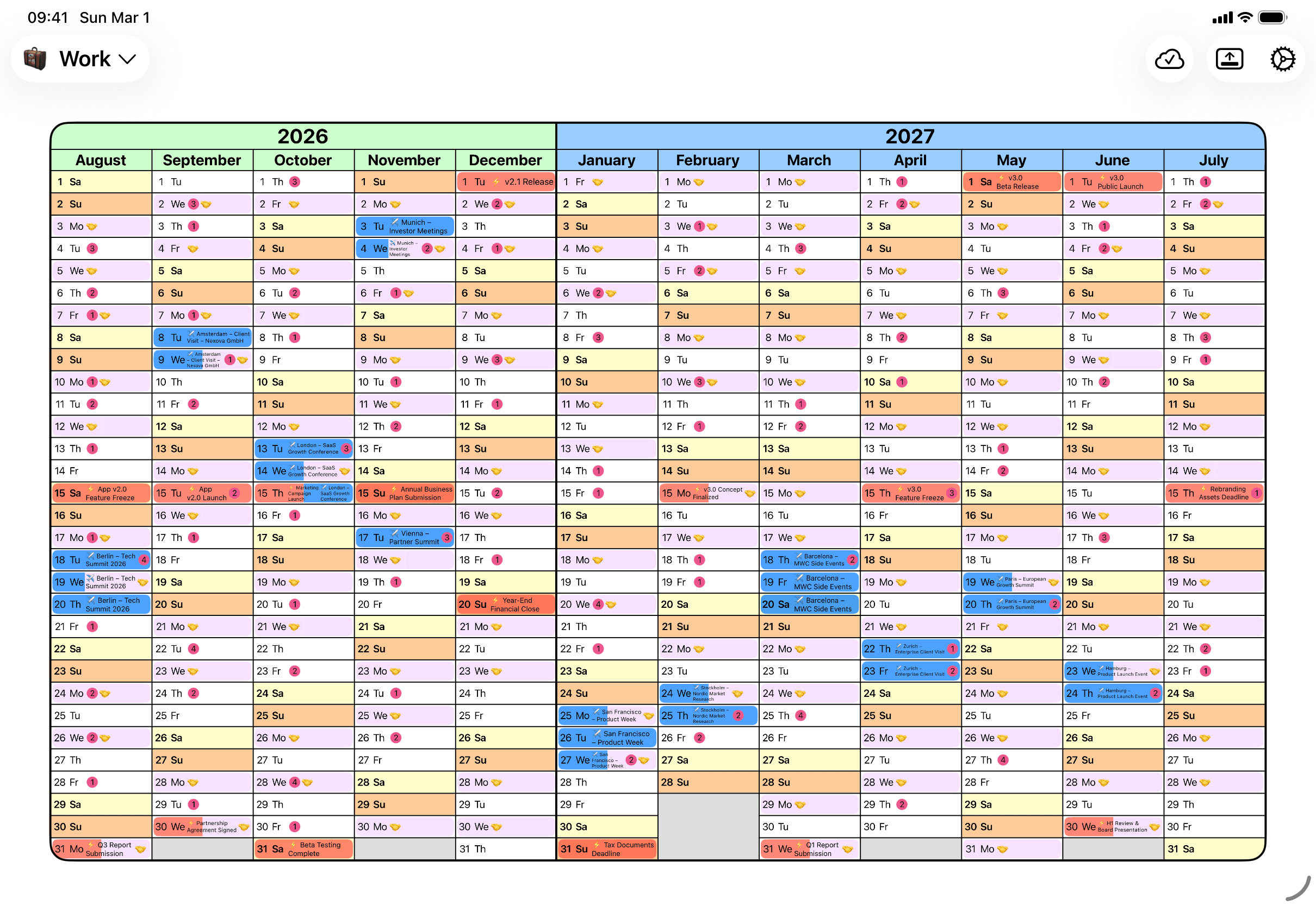 Customizing colors, styles, and filters in Yearli year calendar