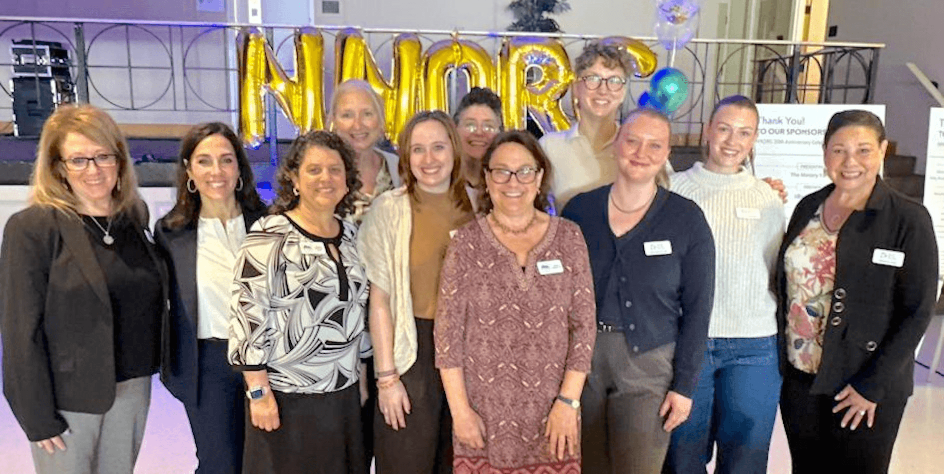 JFS and NNORC staff gathered to celebrate 20 years at St. Sophia Greek Orthodox Church on October 15. Front row, from left, Alicia Jacobs, Jane Ginsburg, Marla Gorstein, Kaitlyn Wooley, Susan Riback, Eva Murphy, Violette Davenport and Monica Tan; back row, from left, Jennifer Plouffe, Brandy Rowell and Kyra Alte.