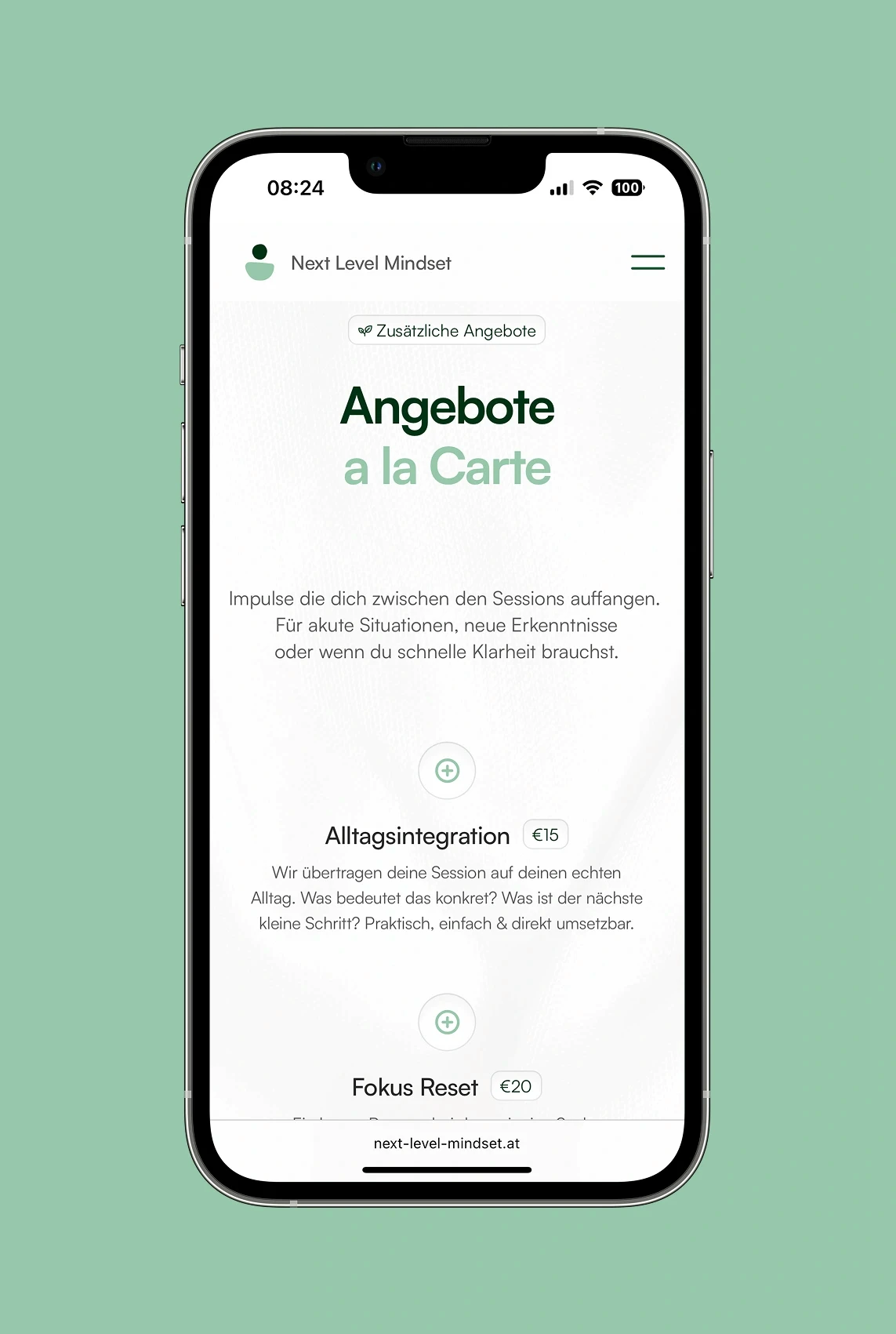 Mockup Mobile Website, spezielle Angebote