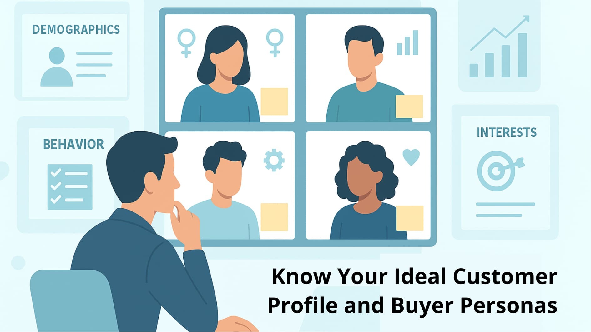 Sales team defining ideal customer profile for strategic B2B sales pipeline building.