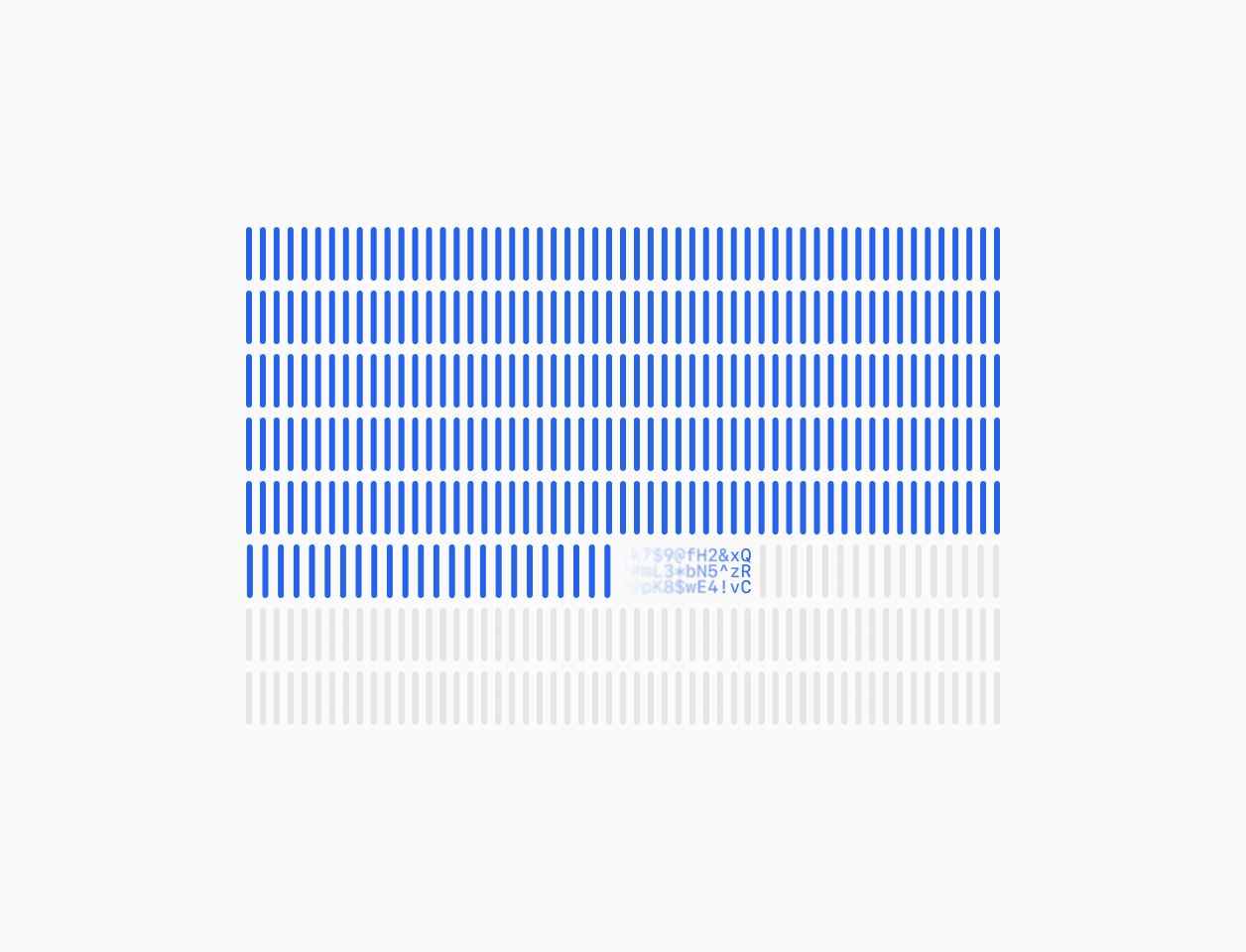 Grid of blue vertical bars representing secure high-performance data encryption