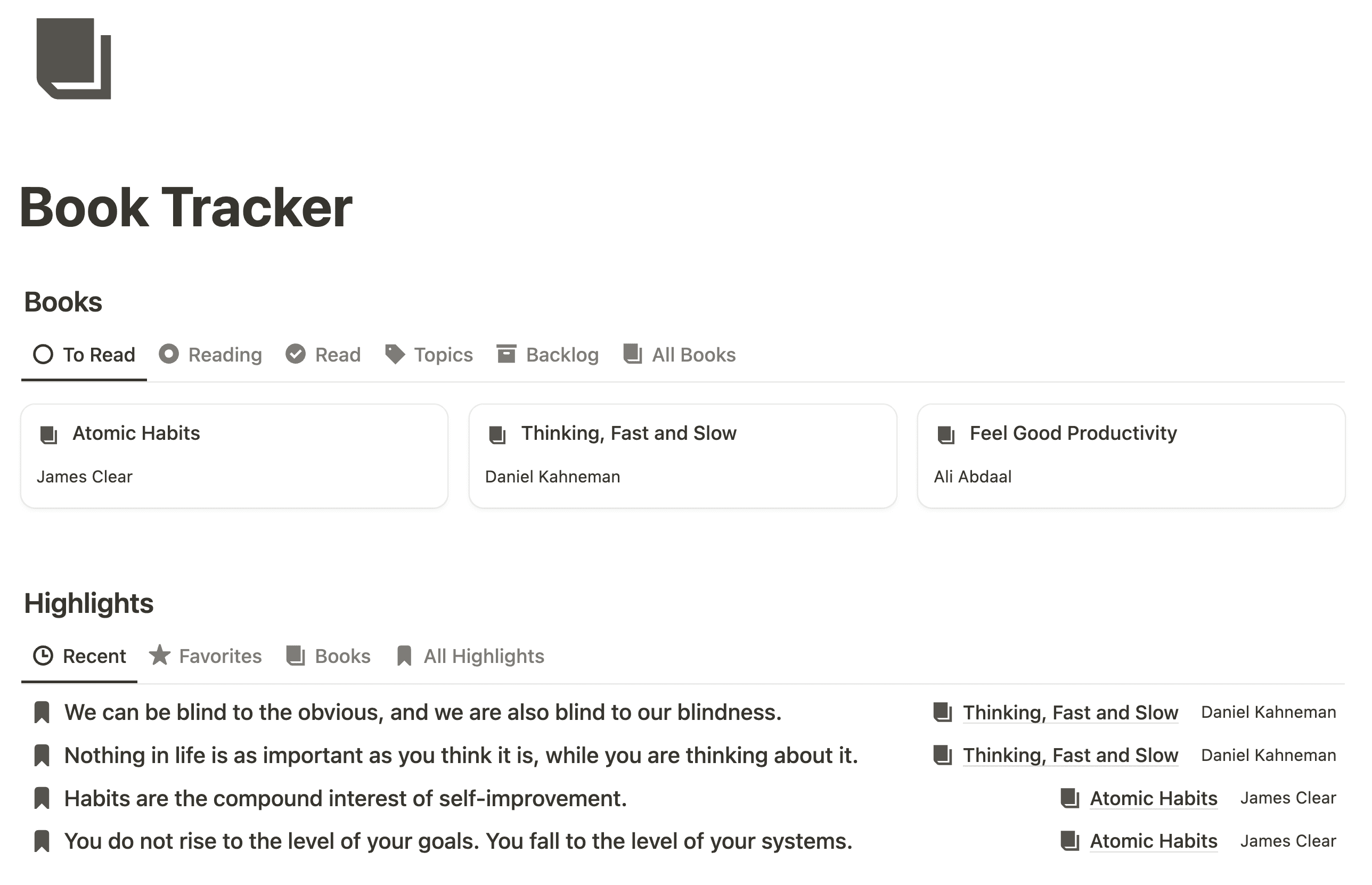 Book Tracker in Notion