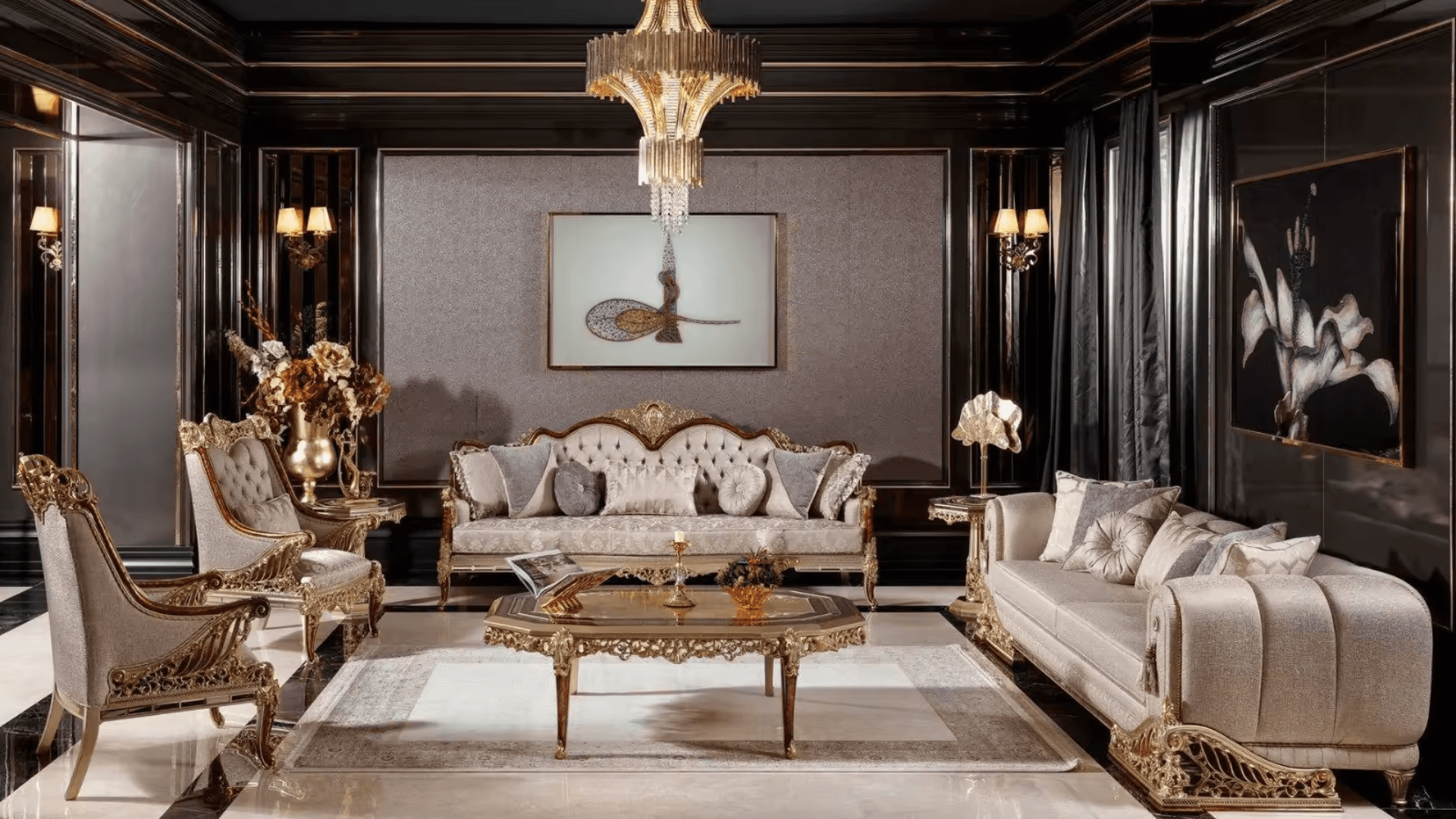 Traditional Drawing Room With Teak Furniture