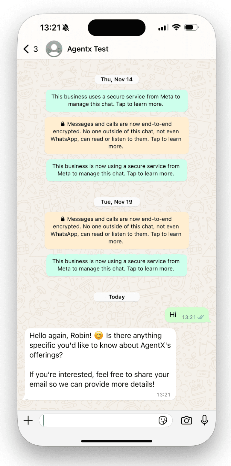 Whatsapp ai agent test