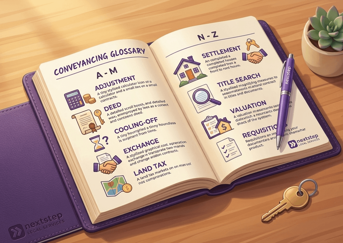 Illustrated glossary of Victorian conveyancing terms for property buyers and sellers